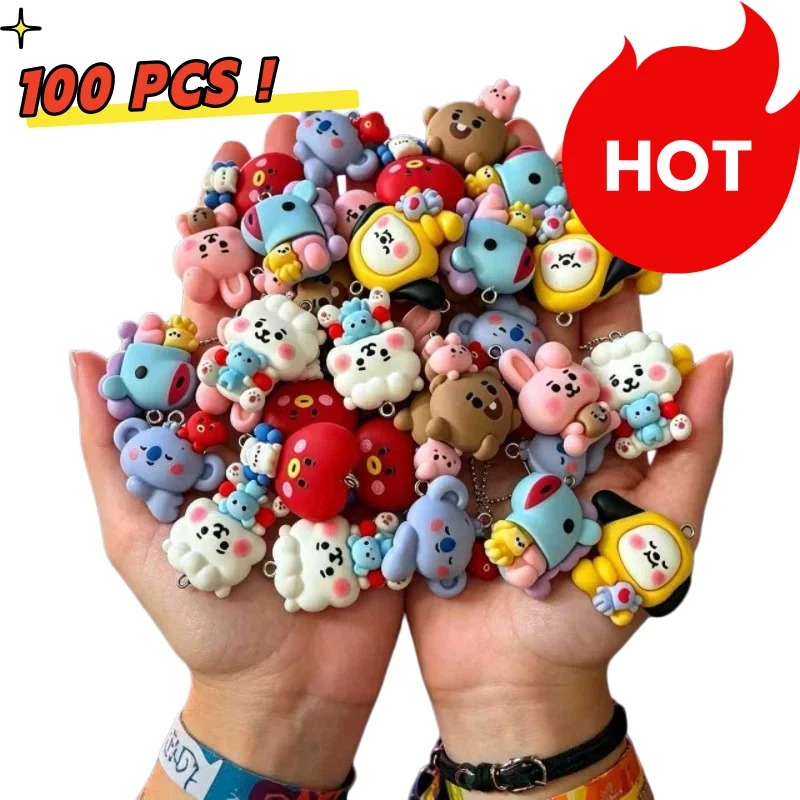 Phone Accessories Diy - 7pcs BT21 Resin Kartun Charm Aksesoris