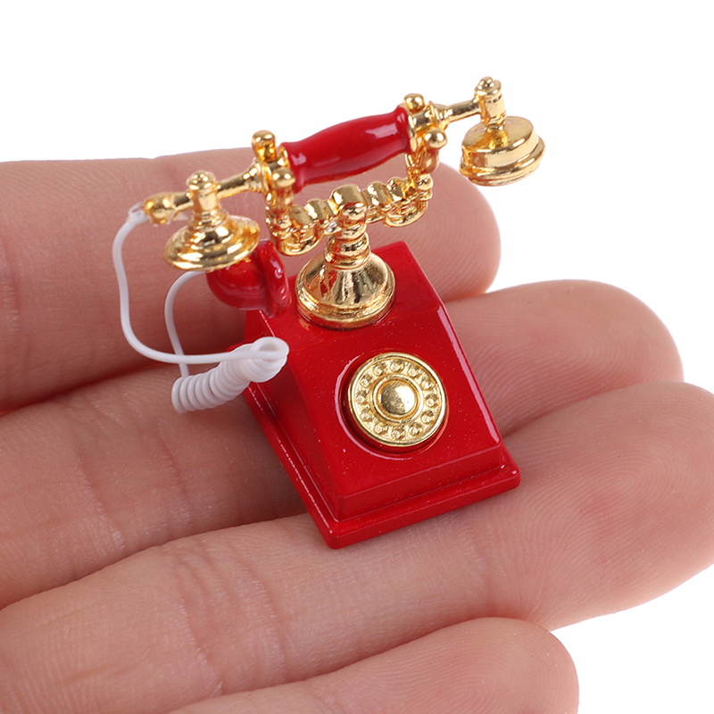 Phone Accessories Europe - 1 Buah 1:12 Miniatur Telepon Antik