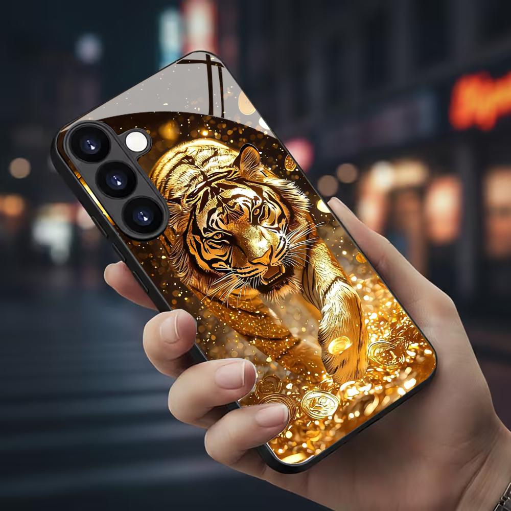 Samsung Accessories Phone - Casing Ponsel Kaca Motif Harimau Untuk