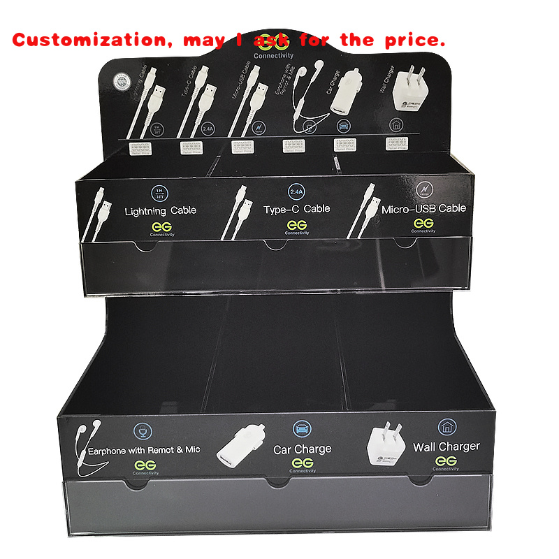 Phone Accessories Rack Display - custom.Tinya Kabel USB Modern dengan Lampu