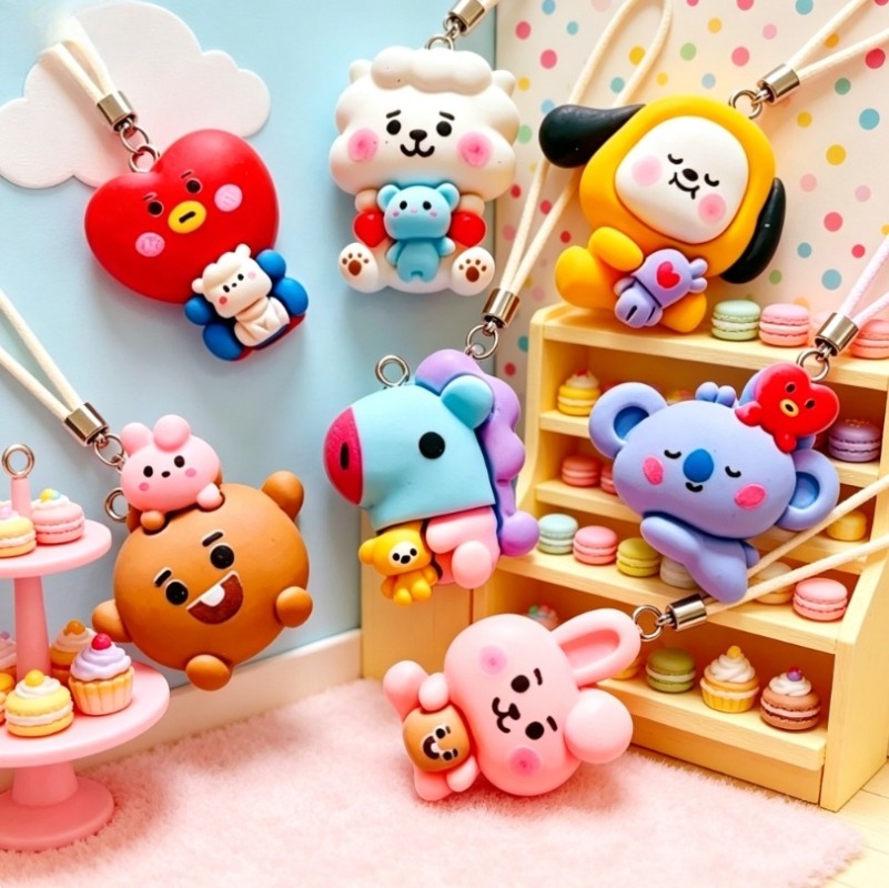 7pcs BT21 Resin Kartun Charm A - Phone Accessories Diy ulasan dan harga