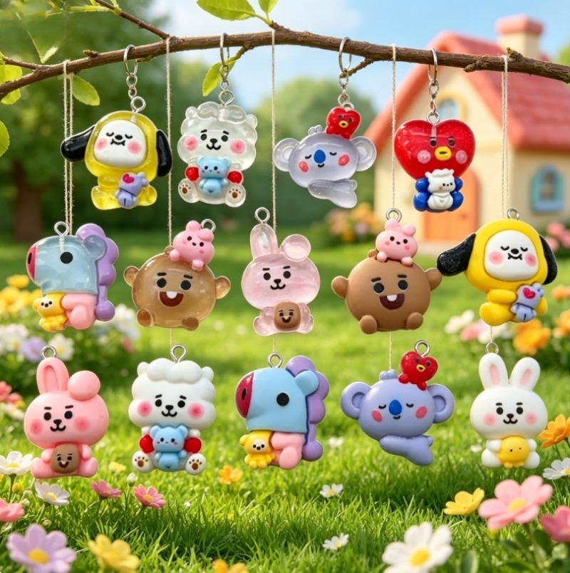 7pcs BT21 Resin Kartun Charm A - Phone Accessories Diy ulasan dan harga